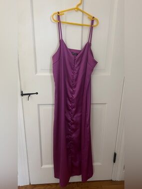 Nasty Gal Pink Satin Midi Dress